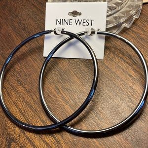 3/$30 Nine West Large Black Hoop Earrings